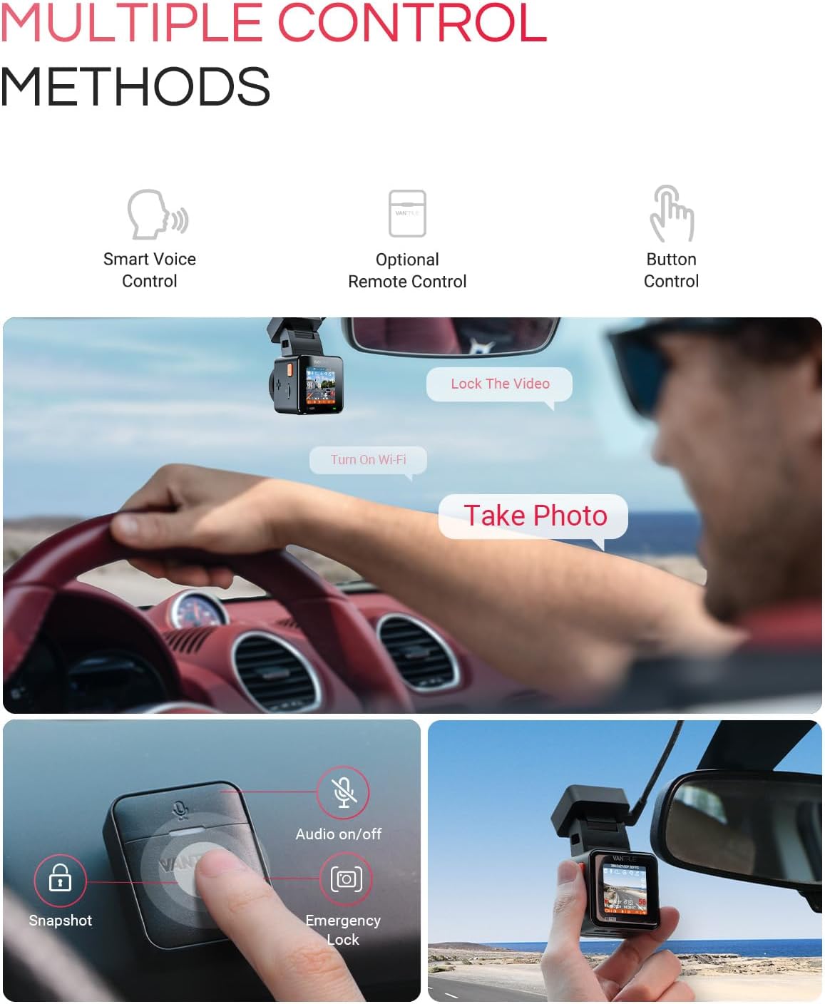 Vantrue E1 Pro 4K Mini Dash Cam Front  STARVIS 2 PlatePix HDR Night Vision Car Camera  Built-in 5G WiFi GPS  1.54'' IPS Screen  Voice Control  24/7 Buffered Parking Mode  Support 1TB Max