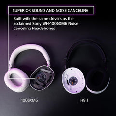 Sony INZONE H9 II Wireless Noise Canceling Gaming Headset  WH-1000XM6 Drivers  Lightweight  Detachable Cardoid AI Mic  2.4GHz and Bluetooth  Soft Case  for PC  PS5  Switch  and Mobile  White