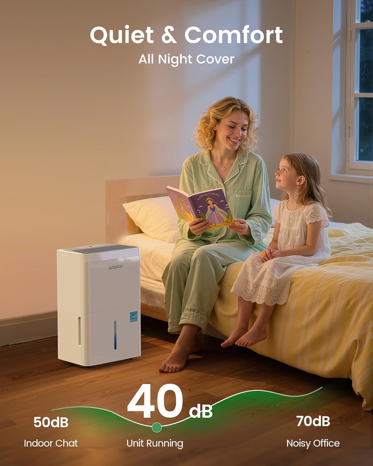 Waykar 6,000 Sq. Ft. Energy Star 120 Pint Dehumidifier - Auto Comfort Mode, Ultra Quiet(40 dB), Portable Smart Compressor Dehumidifier for Basement/Home/Bedroom/Bathroom with Drain Hose