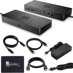 Dell WD19TB Thunderbolt Docking Station with 180W AC Power Adapter (130W Power Delivery) + HDMI Cable + DisplayPort Cable + Thunderbolt Cable + Microfiber Cloth Included