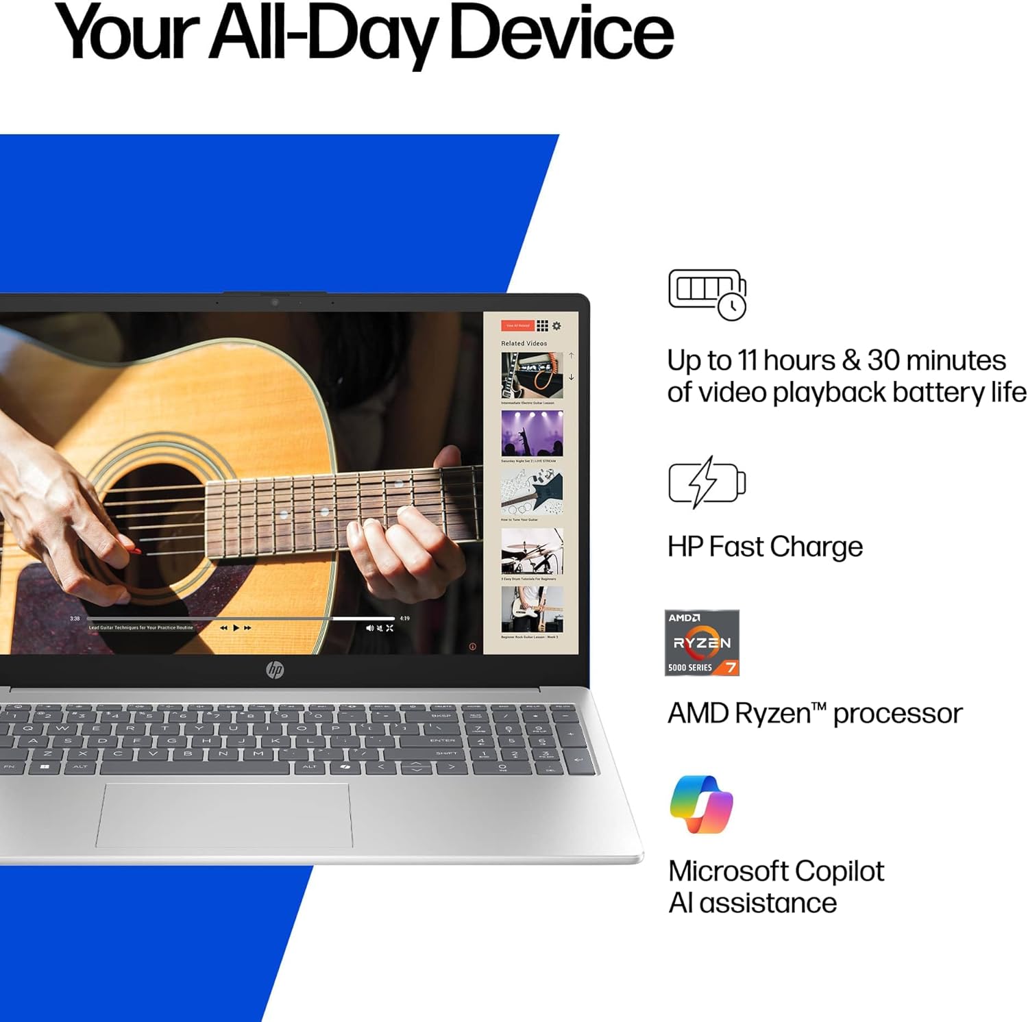 HP Laptop for 2025-2026 Home Student Business  Lifetime MS Office  AI Computer  15.6” FHD  AMD Ryzen 7  32GB RAM  1.5TB Storage (1TB SSD+ 500GB Ext)  Wi-Fi 6  Privacy Cam  MarxsolAccessory  Win 11 Pro