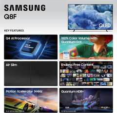 Samsung 65-Inch Class QLED Q8F 4K UHD Smart TV (2025 Model) Q4 AI Processor  100% Color Volume with Quantum Dot  AirSlim Design  Endless Free Content  Samsung Vision AI  Alexa Built-in
