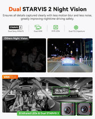 Vantrue E360 Plus All Channel Dash Cam  585°  Dual STARVIS 2  Fisheye Front + Fisheye Inside + Rear Dash Camera  Dual IR Night Vision  GPS  WiFi  Touchscreen  Parking Mode  Voice Control  Support 1TB