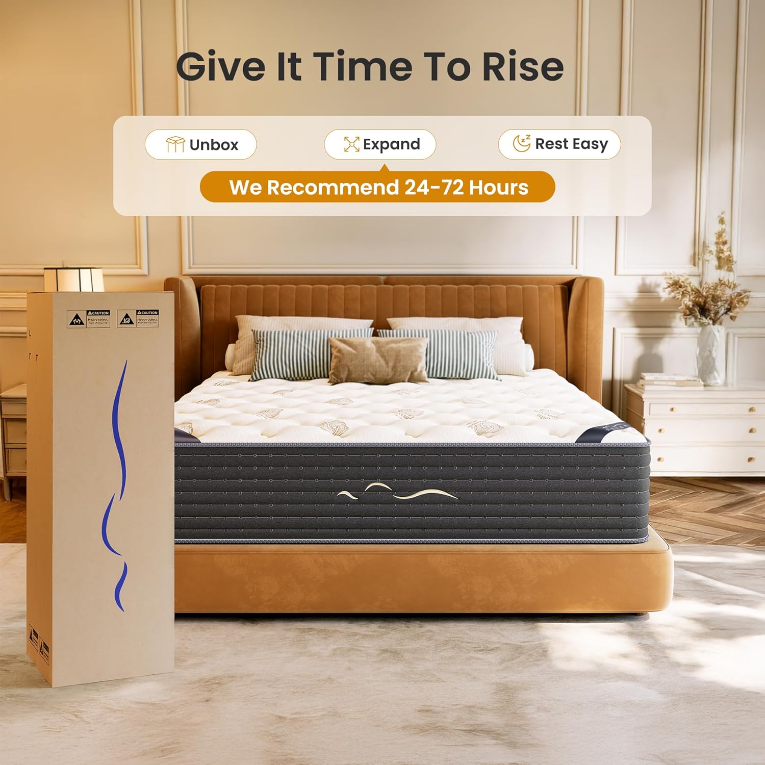 TXO 14 Inch Hybrid Queen Mattress in a Box, Dual-Sided Medium Firm & Firm, Cooling Gel Memory Foam Mattress, Pocket Springs for Motion Isolation, Pressure Relief, CertiPUR-US Certified