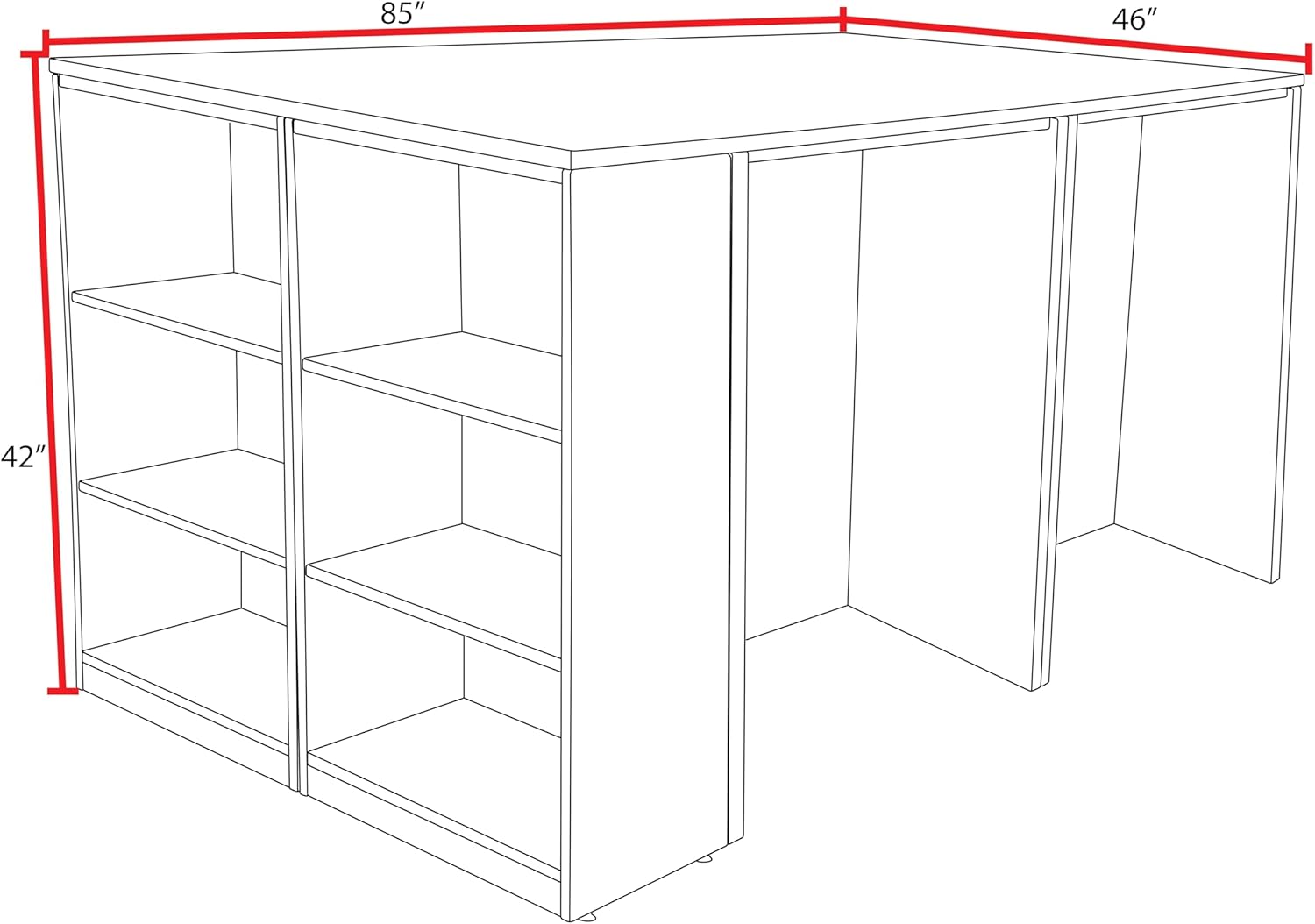 Regency Legacy Stand Up 2 Desk/Storage Cabinet/Lateral File Quad with Bookcase End- Cherry