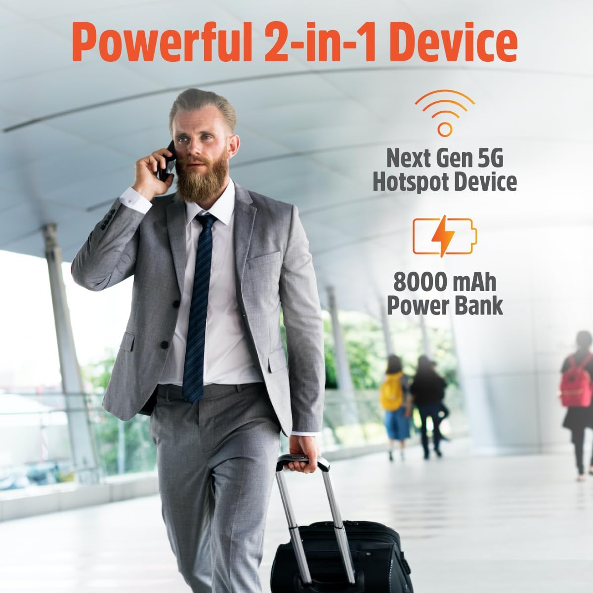 Solis Pro – Mobile 5G Hotspot and Power Bank  Bundle Includes Lifetime Data (12GB Per Year) and 10GB Global Data  Multi-Carrier  Wi-Fi 6E in140+ Countries  No Contract  Portable Internet by SIMO