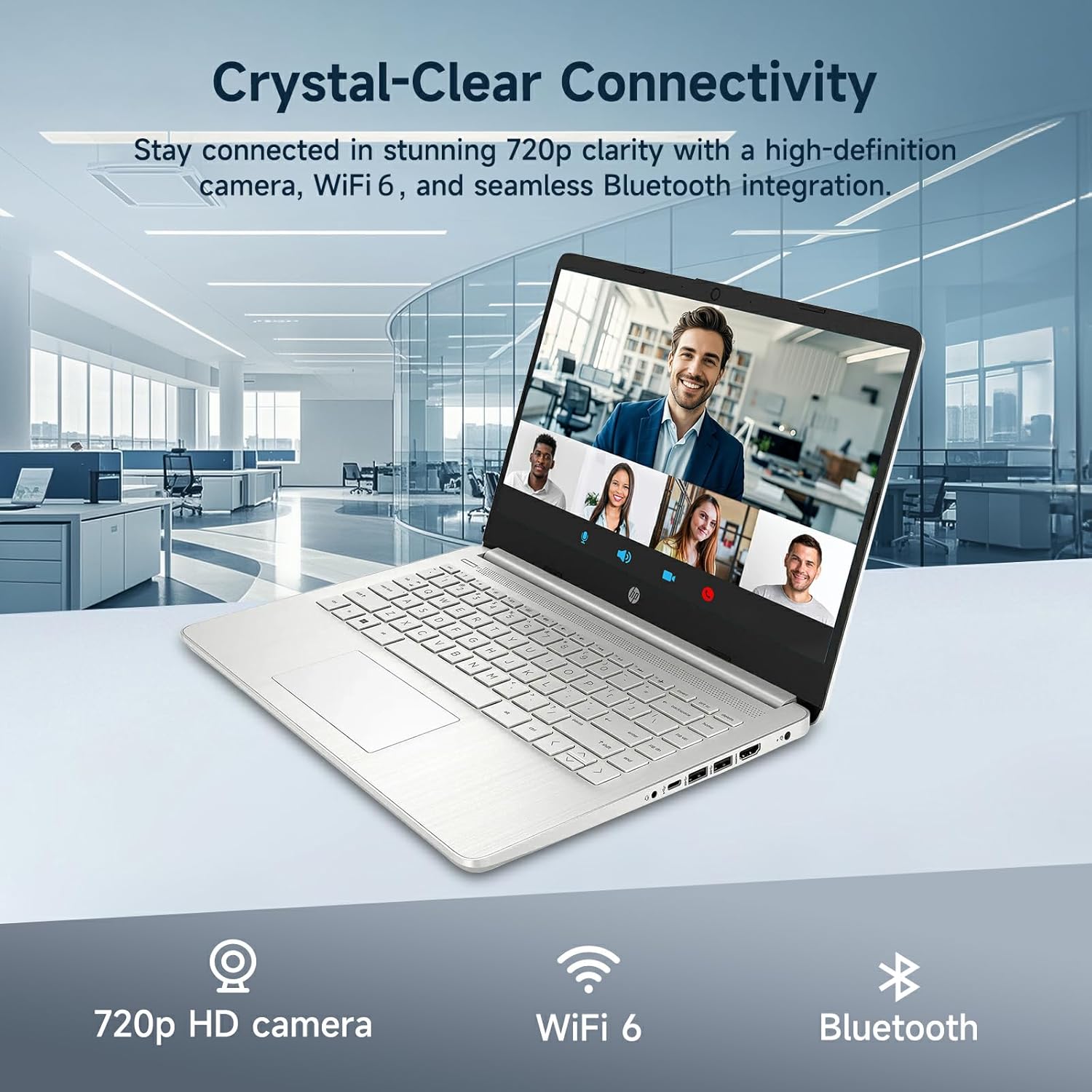 HP 14 Student-Laptop Back to School  Quad-Core Processor (Up to 3.6GHz) 8GB RAM 192GB Storage(128GB UFS + 64GB SD Card) Laptops for Student with 1-Year Office 365 Copilot AI Win11  Natural Silver