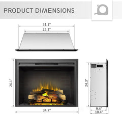 LegendFlame Carl 35" W Electric Fireplace Insert (EF264), Fireplace Heater 750/1500W, Fire Crackling Sound, Remote Control…