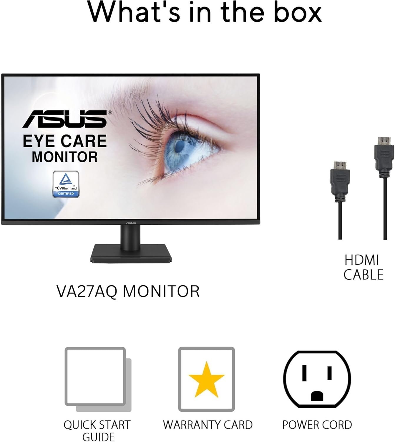 ASUS 27” 1440P Eye Care Monitor (VA27AQ) - IPS  QHD (2560 x 1440)  99% sRGB  Frameless  HDMI  DisplayPort  VGA  1ms  Speakers Low Blue Light  Flicker Free  VESA Wall Mountable  3 yr Warranty