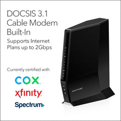 NETGEAR Nighthawk Modem Router Combo (CAX30) DOCSIS 3.1 Cable Modem and WiFi 6 Router - AX2700 2.7 Gbps - Compatible with Xfinity  Spectrum  Cox  and More - Gigabit Wireless Internet