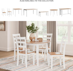 Signature Design by Ashley Gesthaven Casual Dining Drop Leaf Table, Light Brown & White