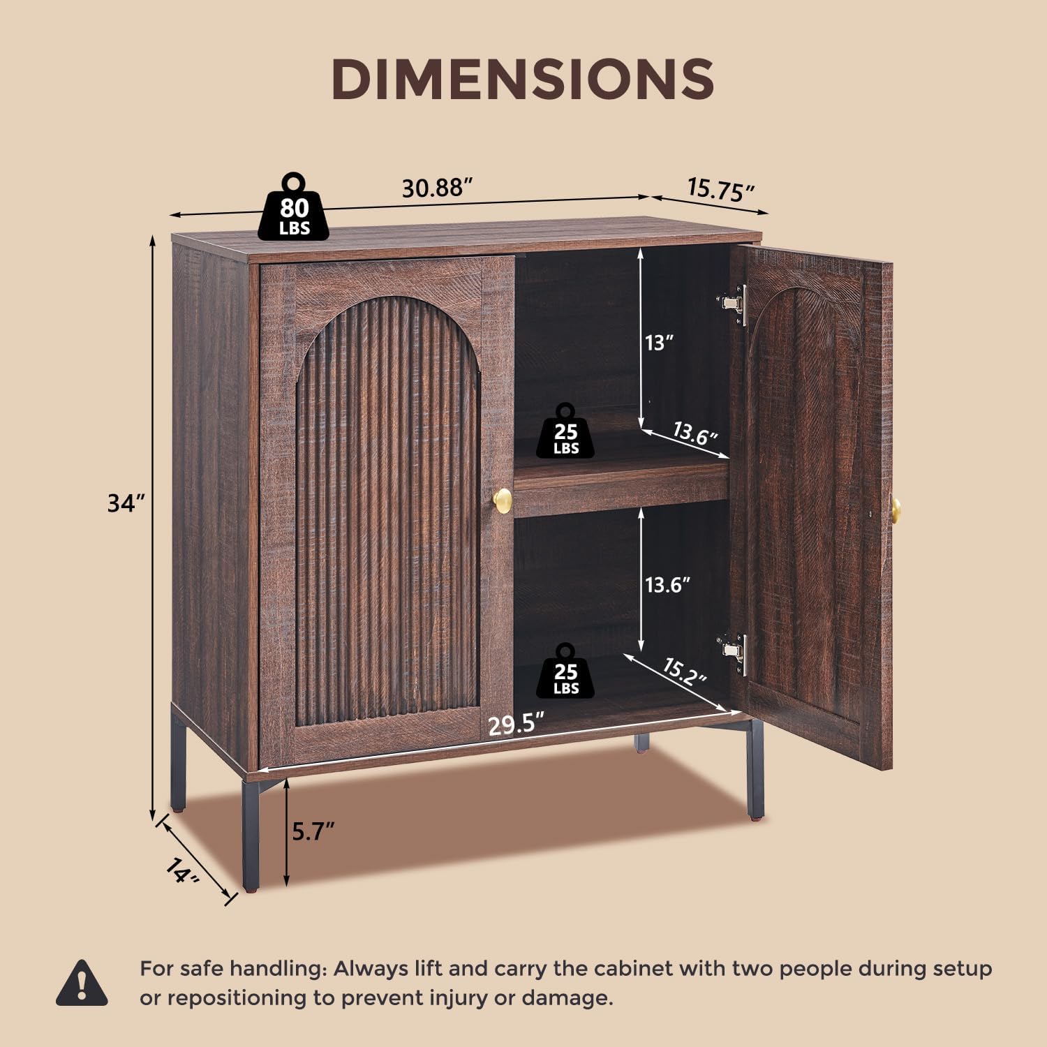 Modern TV Stands for 80 Inch TVs, 92.63" W Wood Entertainment Center w/Adjustable Shelves, Mid Century Modern TV Stand w/Arched Fluted Doors, Media Console Cabinet for Living Room, Brown