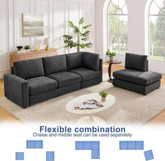 100“ L Shaped Couch with Reversible Chaise Sectional Sofa Corner Couches for Living Room,Apartment and Compact Spaces (Grey)