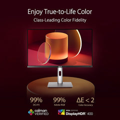 ASUS ProArt Display 27” 4K HDR Professional Monitor (PA279CRV) - IPS  UHD (3840 x 2160)  99% DCI-P3/Adobe RGB  ΔE < 2  Calman Verified  USB-C PD 96W  DisplayPort  Daisy-Chain  Ergonomic  3yr Warranty