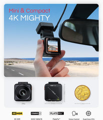 Vantrue E1 Pro 4K Mini Dash Cam Front  STARVIS 2 PlatePix HDR Night Vision Car Camera  Built-in 5G WiFi GPS  1.54'' IPS Screen  Voice Control  24/7 Buffered Parking Mode  Support 1TB Max
