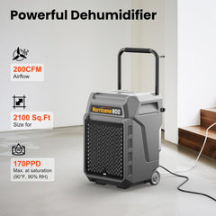 Abestorm 170 Pints Commercial Dehumidifiers with Pump & Drain Hose, Portable Industrial Dehumidifier for Water Damage Restoration, Basements, Warehouses - Covers Up to 2,100 Sq.Ft - 5-Year Warranty