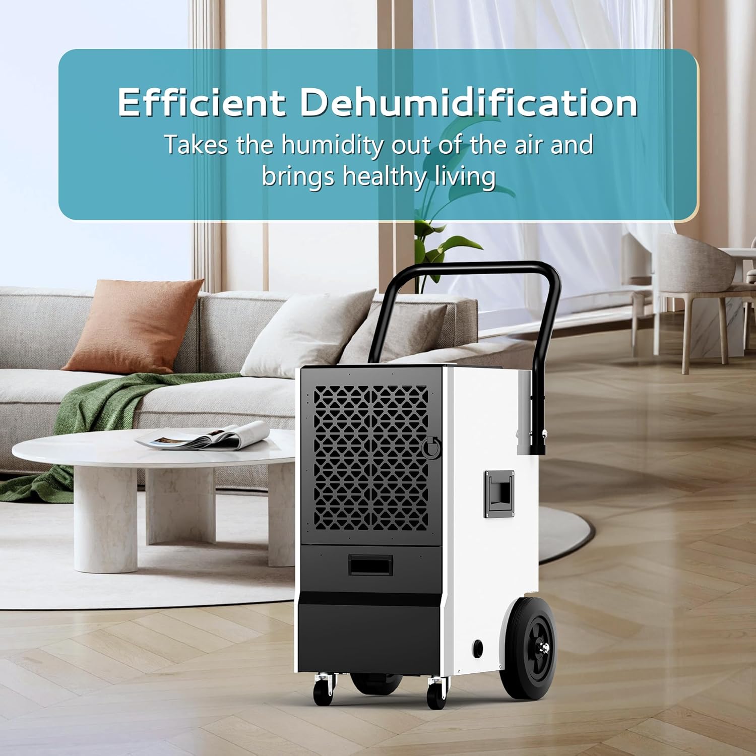 EUHOMY 160 Pints Commercial Dehumidifier for Basement,Large Dehumidifier for Basement With Drain Hose,Timer and 4 Wheels,Industrial Dehumidifiers for Flood Repair,Drying Basement,Warehouse and Factory