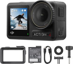 DJI Osmo Action 4 Essential Combo  4K/120fps Waterproof Action Camera with a 1/1.3-Inch Sensor  Stunning Low-Light Imaging  10-bit & D-Log M Color Performance  Long-Lasting 160 Mins  Outdoor Camera