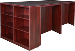 Regency Legacy Stand Up Lateral File/ 3 Desk Quad with Bookcase End- Mahogany