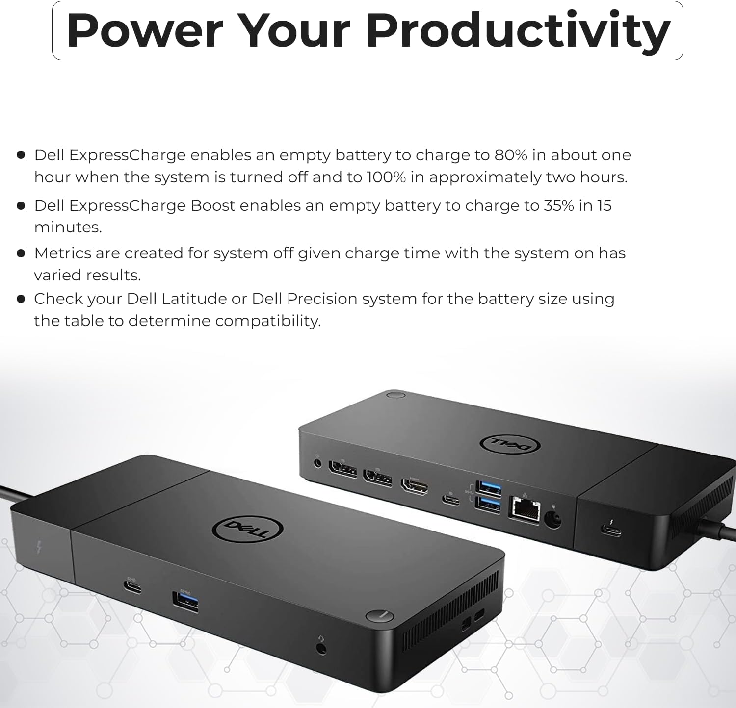 Dell WD19TB Thunderbolt Docking Station with 180W AC Power Adapter (130W Power Delivery) + HDMI Cable + DisplayPort Cable + Thunderbolt Cable + Microfiber Cloth Included