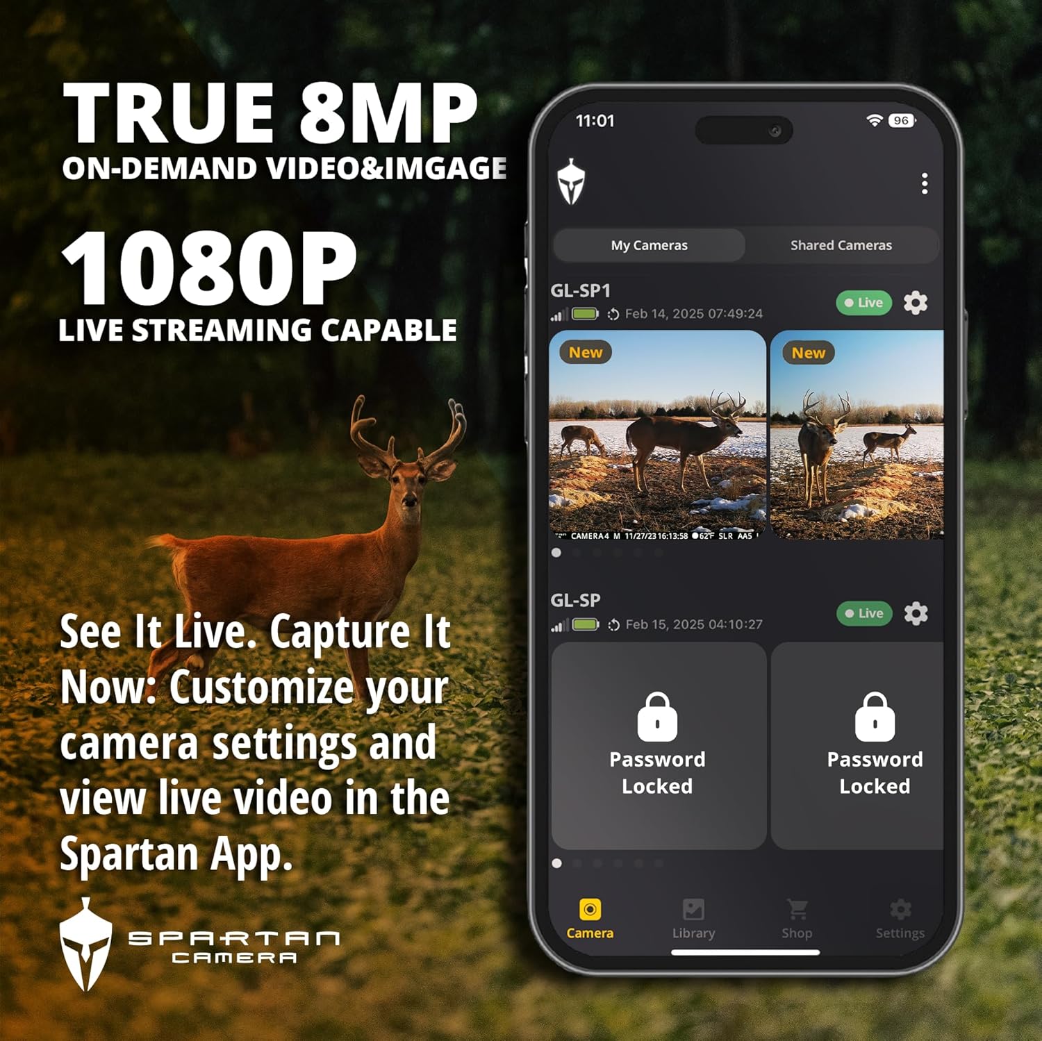 Spartan Camera 2 Pack GoLive3 Hunting Trail Camera  Live Streaming  96° Wide Angle  Motion Activated  On-Demand FHD Photos and 1080p Videos  Built-in Lithium Battery Blackout IR Flash GPS Weatherproof