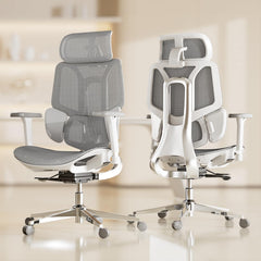 Hbada E3 Air Ergonomic Office Chair, Big and Tall Office Chair - with 3-Zone Dynamic Lumbar Support, 3D Adjustable Headrest, 3D Adjustable Armrests, Swivel, Grey(No Footrest)