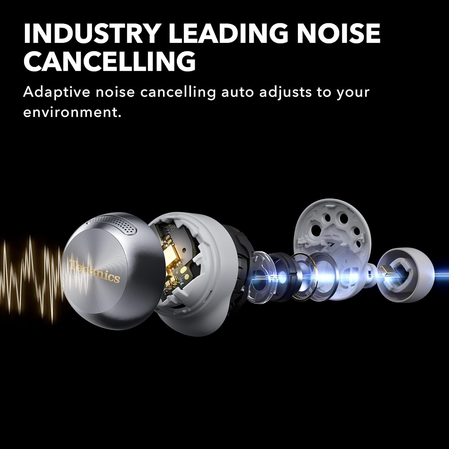 Technics Reference Class Hi-Fi Wireless Earbuds  Dolby Atmos with Head Tracking  Adaptive Noise Cancelling  3 Device Multipoint  10-hr Battery  Wireless Charging  Improved Fit - EAH-AZ100-S (Silver)