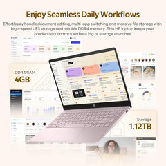 HP Stream 14" Laptop with AI Copilot  Flagship for Students & Business  13th Gen Intel 4-Core  4GB RAM  1.12TB Storage (128GB UFS + 1TB Docking Station)  Office 365 1-Year  Win 11 S  Tranquil Pink