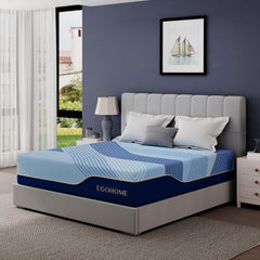 EGOHOME 12 Inch Queen Hybrid Mattress in a Box, Copper Gel Memory Foam for Cool Sleep, Fiberglass-Free, Pressure Relieving, Medium Firm, CertiPUR-US Certified, 80''L x 60''W