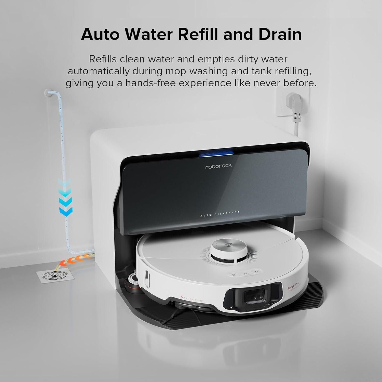 roborock S8 MaxV Ultra with Refill & Drainage System Robot Vacuum and Mop, Check Installation Space First, FlexiArm Design, Auto Mop Wash&Dry 10000Pa Suction, Obstacle Avoidance, 20mm Auto Mop Lifting