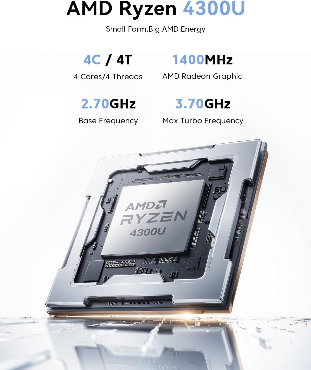 KAMRUI Pinova P1 Mini PC  AMD Ryzen 4300U Mini Computers (Beats N150/10110U  up to 3.7GHz)  16GB RAM 1TB M.2 SSD Micro Desktop PC Support Triple 4K Display| Dual WiFi | BT| Ethernet for Business Home