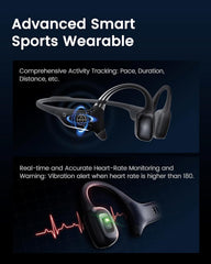 mojawa HaptiFit Terra Advanced Smart Sports Wearable  Open Ear Bluetooth Bone Conduction Headphones with Mic and 32GB MP3  Waterproof Wireless Earphones for Workouts  Swimming and Running  Red