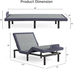 Twin XL Adjustable Bed Frame with Wireless Remote, Electric Beds Base w/3 Massage Modes, Zero Gravity Bed, Head and Foot Incline, 3 Mins Fast Assembly, 2 USB Ports, Memory Pre-Sets, Anti-Snore