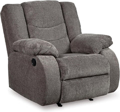Signature Design by Ashley Tulen Contemporary Rocker Recliner, Gentle Rocking Motion, Pull Tab Reclining, Fabric Upholstery, 39" W x 40" D x 40" H, Dark Gray