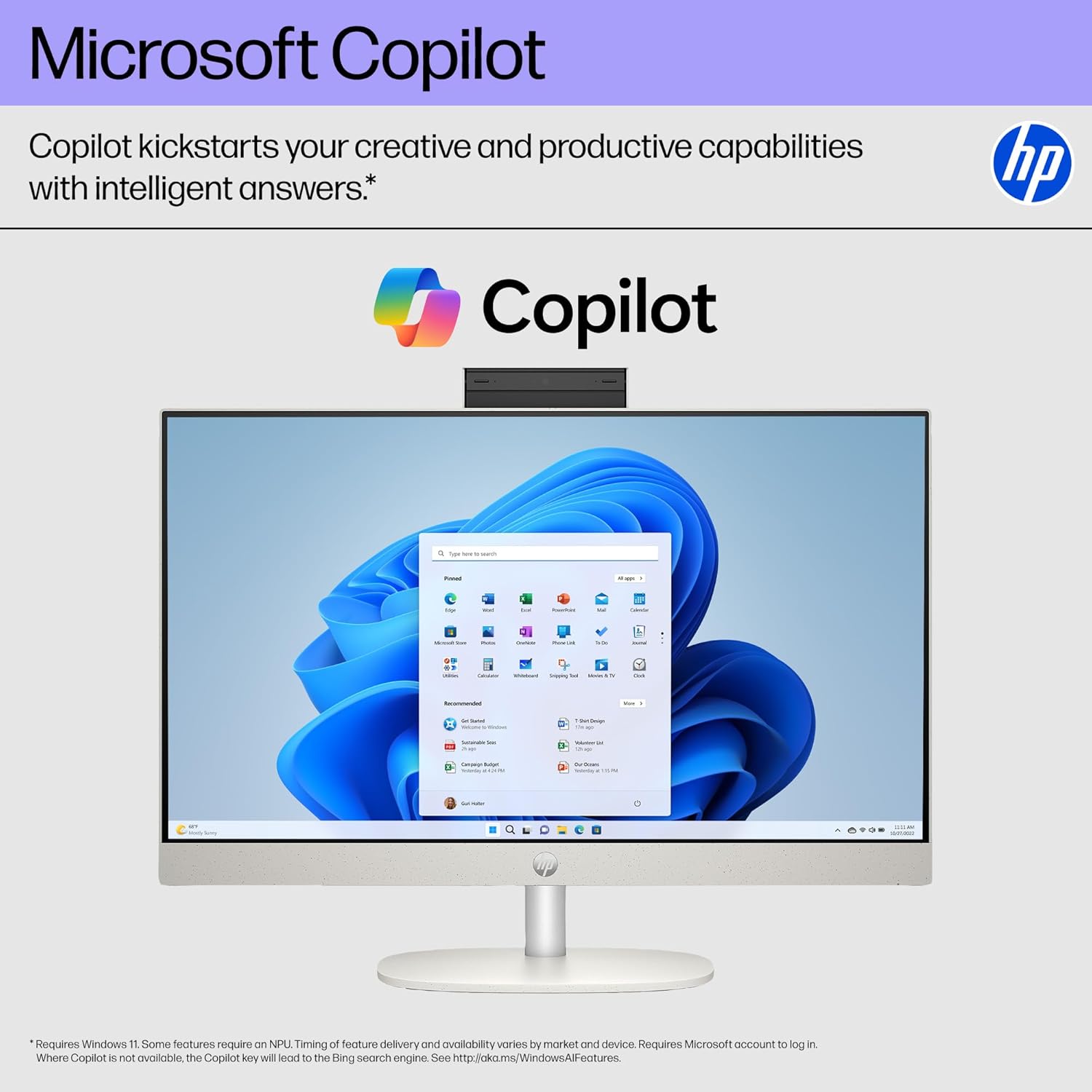 HP 24 Touchscreen All-in-One Desktop Computer for Home and School  Intel Processor  23.8" FHD Display  16GB DDR4 RAM  1TB PCIe SSD  WiFi 6  Bluetooth 5.3  Business AIO  White