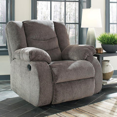 Signature Design by Ashley Tulen Contemporary Rocker Recliner, Gentle Rocking Motion, Pull Tab Reclining, Fabric Upholstery, 39" W x 40" D x 40" H, Dark Gray