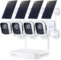 Kittyhok Solar Home Security Camera System  4pcs 2k Ultra Solar Security Cameras Wireless Outdoor  Smart Human Detection  Spotlight  Forever Power  10CH NVR  60 Days Local Storage  0 Monthly Fee