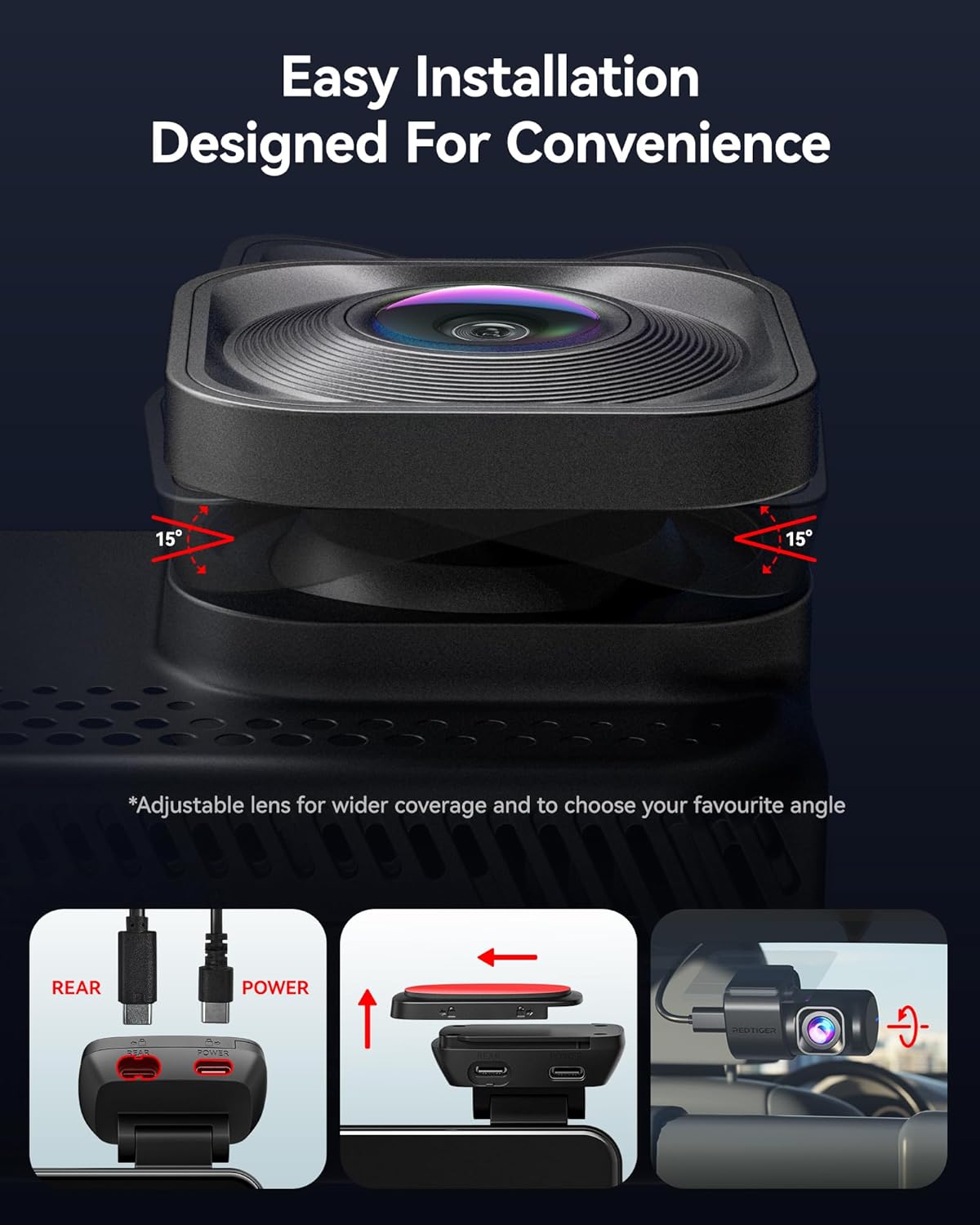 REDTIGER ViewClear 70 4K+2.5K Dash Cam Front and Rear  8MP STARVIS 2 IMX678 x Noctura™ Sensor  Dual HDR Hyper Night Clarity  5.8GHz WiFi 6  30MB/S Fast Download  Dash Camera with 24H Parking Monitor