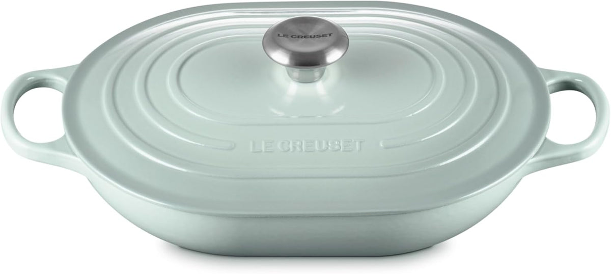 Le Creuset Enameled Cast Iron Signature Oval Casserole with Lid, 3.75 qt., Sea Salt