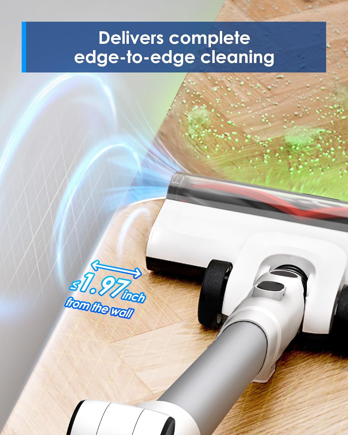 Tineco Cordless Stick Vacuum Cleaner, 185W Suction,1L Larger Dustbin, 3DSense Power Brush, PureCyclone Tech, Easily Tackles Large Debris