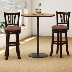 COSTWAY 30" Bar Height Stools Set of 4, Swivel High-Top Chairs with Backrest & Faux Leather Padded Seat, Rubber Wood Counter Barstools with Footrest for Kitchen Islands, Dining Room, Pub (4,30'')