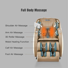MYTHIA MD906 2026 Massage Chair - Full Body Zero Gravity Recliner with 3D Massage  Heat Therapy  Air Pressure & Foot Roller  Bluetooth & USB Charging Port for Home & Office Use (Beige)