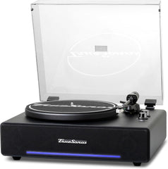 Hi-Fi Record Player with Speakers | Premium Vinyl Turntable with Bluetooth Capability | Built-in 4-Speaker Stereo System for Music Fans  Black Veneer + Black Trim