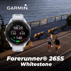 Wearable4U Garmin Forerunner 265S Music GPS Running 42 mm Smartwatch  Whitestone with AMOLED 1.1in Touchscreen Display Black Earbuds Bundle