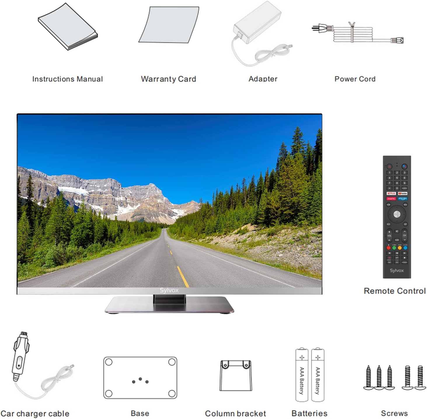 SYLVOX RV TV  22 inches 12/24V TV for RV 1080P Full HD Smart TV  Built-in APP Store  Support WiFi Bluetooth  Small Android TV for Car Home Camper Truck Boat(Limo Series)