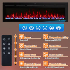 60" Smart WiFi Electric Fireplace Insert, 13 Flame & Fuel Bed with Automatic Cycle, Fireplace Heater with APP Control & Thermostat, Timer, Recessed and Wall Mounted
