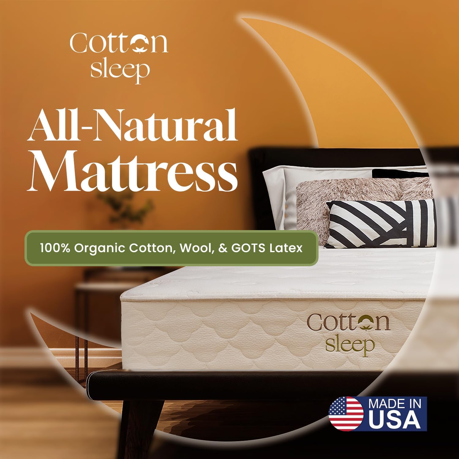 CottonSleep All Natural Mattress (100% Organic Cotton, Wool, & GOTS Latex, Made in The USA) Non Toxic, Fiberglass Free Hybrid Pocket Coil and Plush Foam Bed in A Box Medium Soft - Queen, 11"