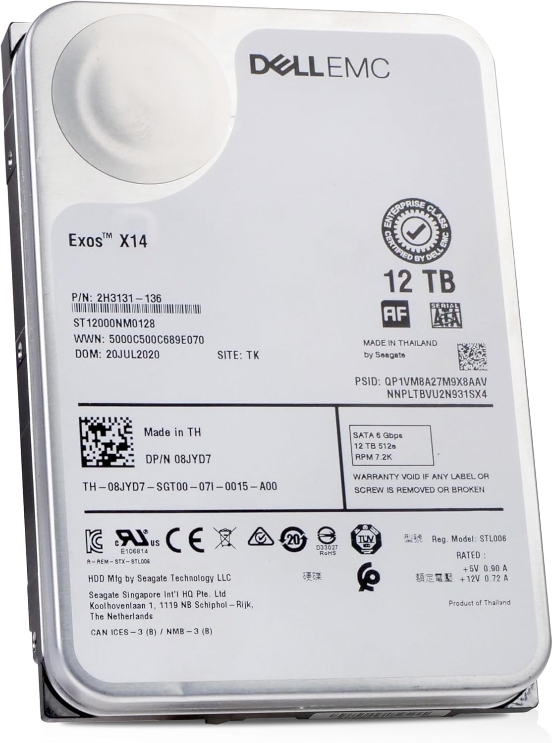 Dell/Seagate Exos X14 12TB ST12000NM0128 7.2K RPM SATA 6Gb/s 512e 3.5" Enterprise Hard Drive (Renewed)