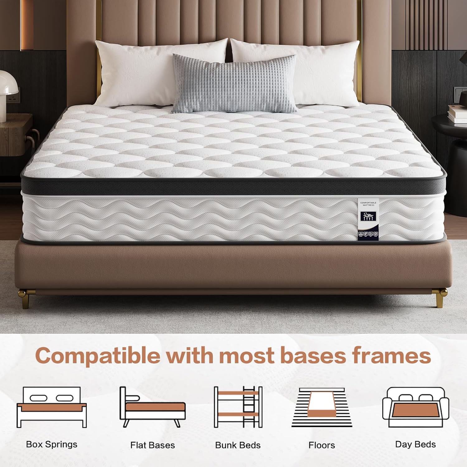 King Size Mattress, Medium Firm Memory Foam & Pocket Spring Hybrid Mattress,12 Inch King Size Mattress in a Box,CertiPUR-US Certified Safe Materials,Ideal for All Sleep Positions,76x80 Inches