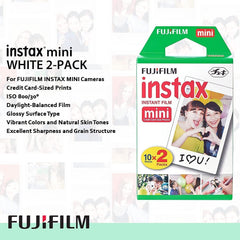 Fujifilm Instax Mini Link 3 Smartphone Printer Clay White + Fuji Film Value Pack (20 Sheets)+ Shutter Accessories Bundle  Incl. Protective Case  20 Sticker Frames  USB Type C Cable